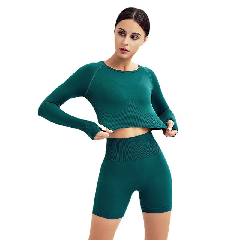 New Seamless Yoga Shirt Women Fitness Short Sleeve Crop Top