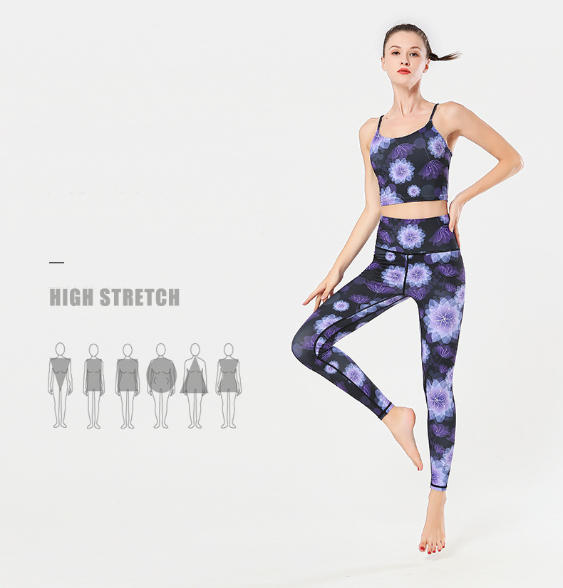 China Custom Design Sublimation Printed Yoga Set Fashion Women Fitness Wear  Sports Bra Leggings Sets factory and suppliers