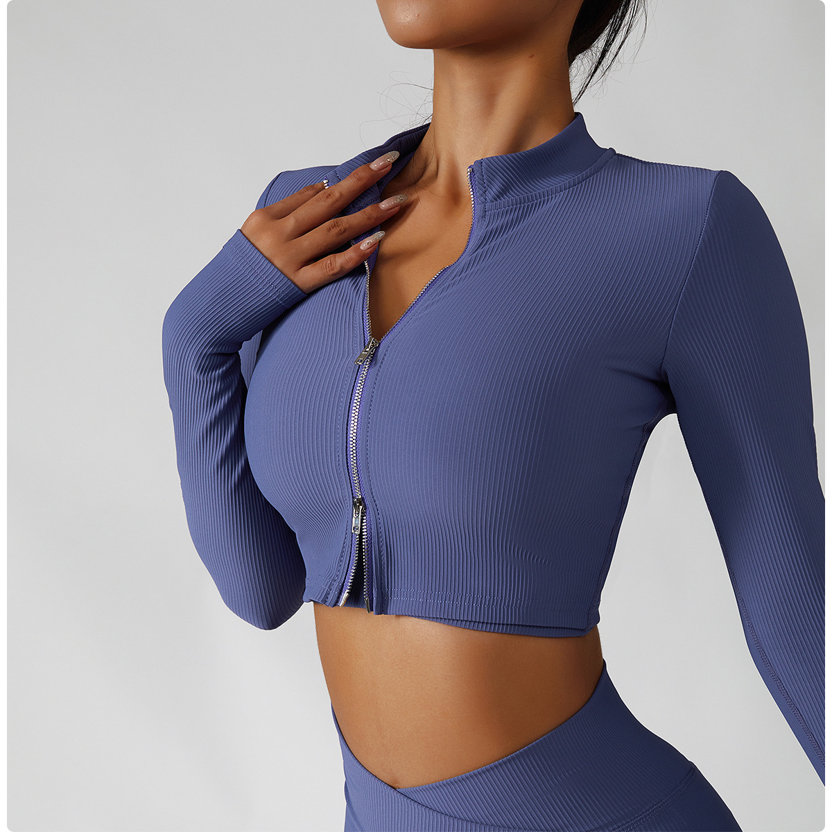 Ribbed Define Nulu Cropped Women Jacket Logo Slim Fitness Coat Waist Length  Gym Long Sleeve Crop Top Yoga Shirts Active Wear - AliExpress